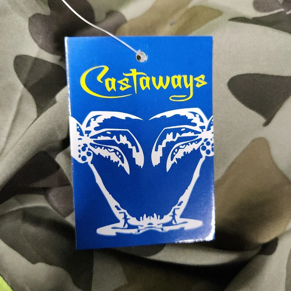 Castaways Men’S Board Shorts 40 Waist 3Xl Camo Neon Swim Trunks Drawstring 144